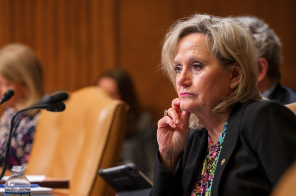Sen. Cindy Hyde-Smith seated at a Senate committee hearing